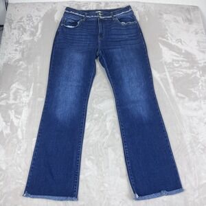 Kancan Jeans Womens 31 High Rise Curvy Double Button Bootcut Stretch Raw Hem